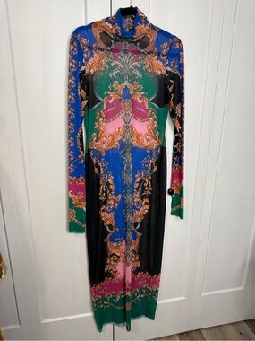 REVOLVE AFRM Bold Patterned Maxi Dress in Black, Blue, Orange & Pink - Sheer -
